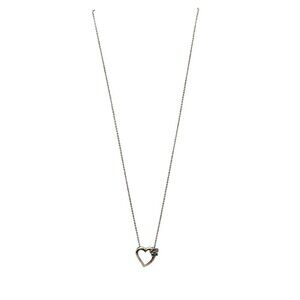 Sterling Silver Heart Pendant Necklace With Clear CZ Gemstones Vintage